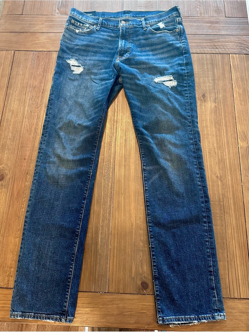 Abercrombie & Fitch Slim Straight Distressed Blue Jeans